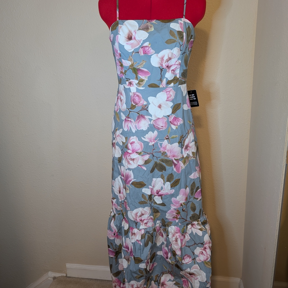 Floral Maxi Dress in Blue and Pink